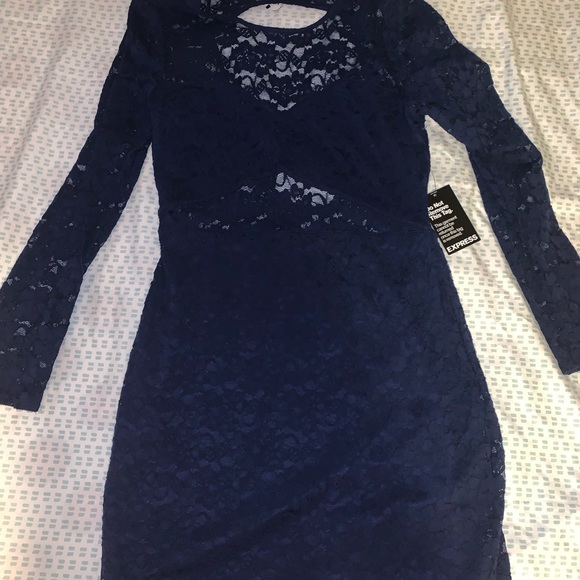 New with Tags! Express Formal Navy Blue Dress - Picture 2 of 2